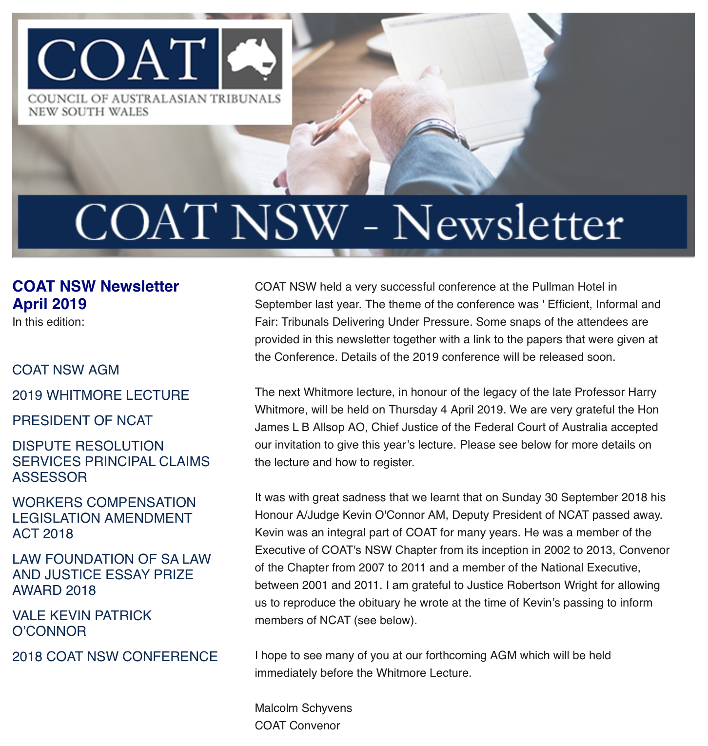 COAT News! Last chance to register for Thursday’s Whitmore Lecture & AGM - Preview