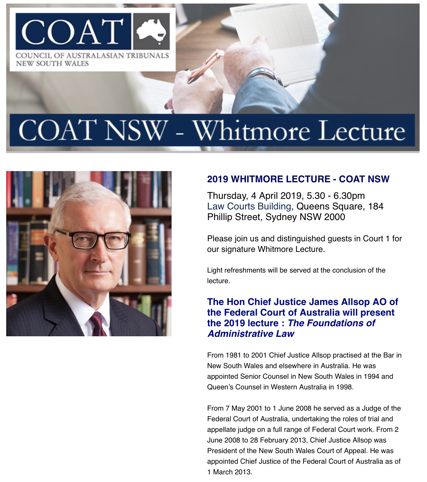 COAT NSW 2019 Whitmore Lecture