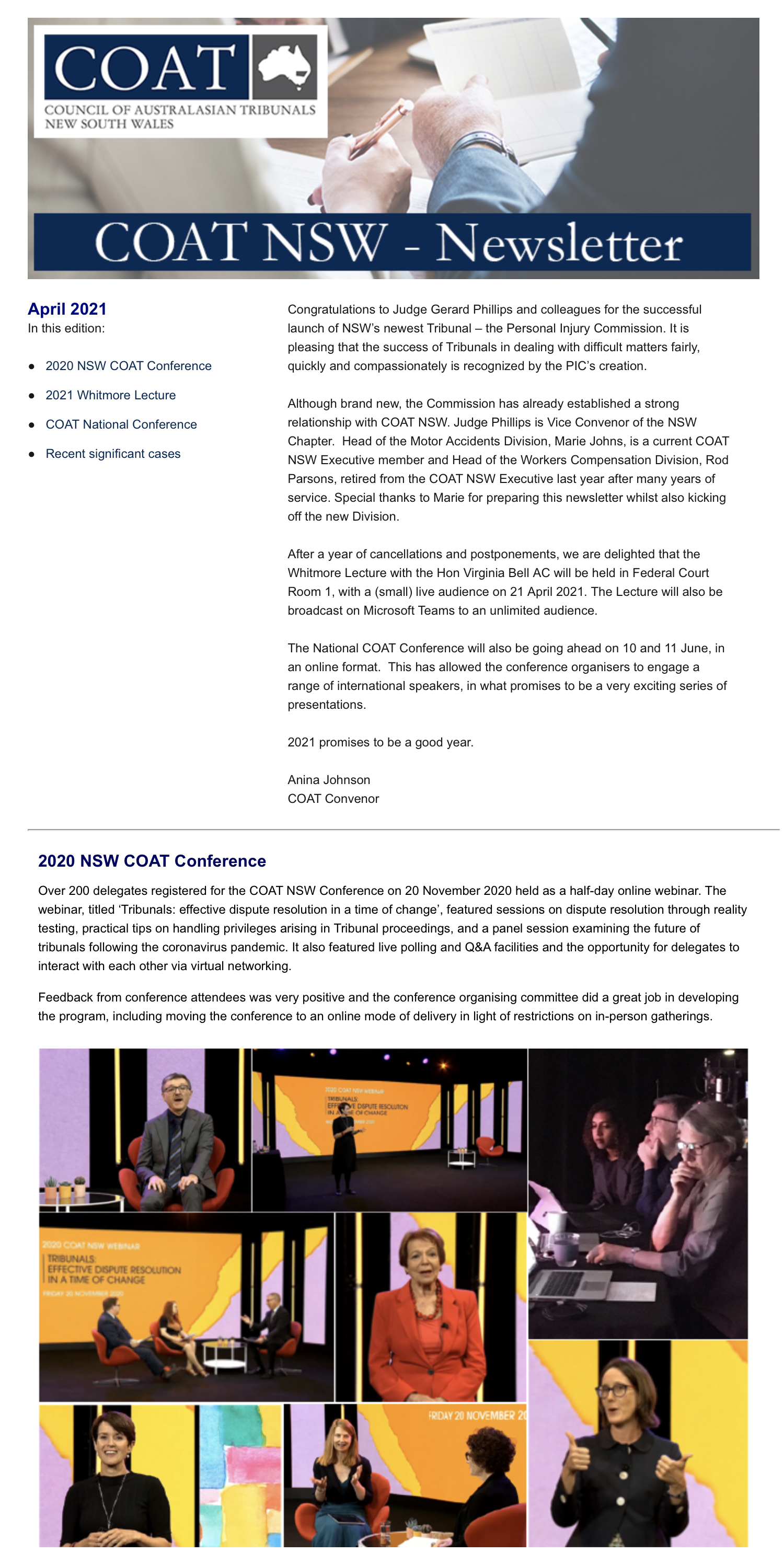 COAT NEWSLETTER APRIL 2021