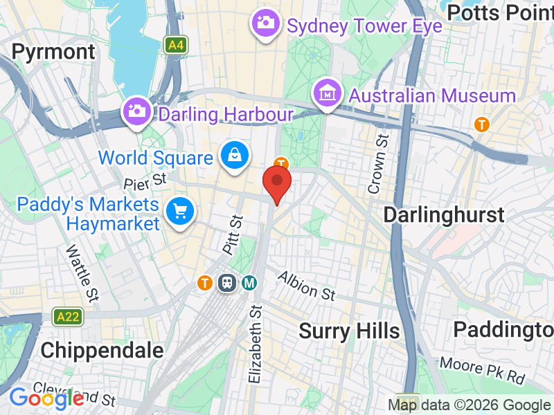 Map of Vibe Hotel Sydney